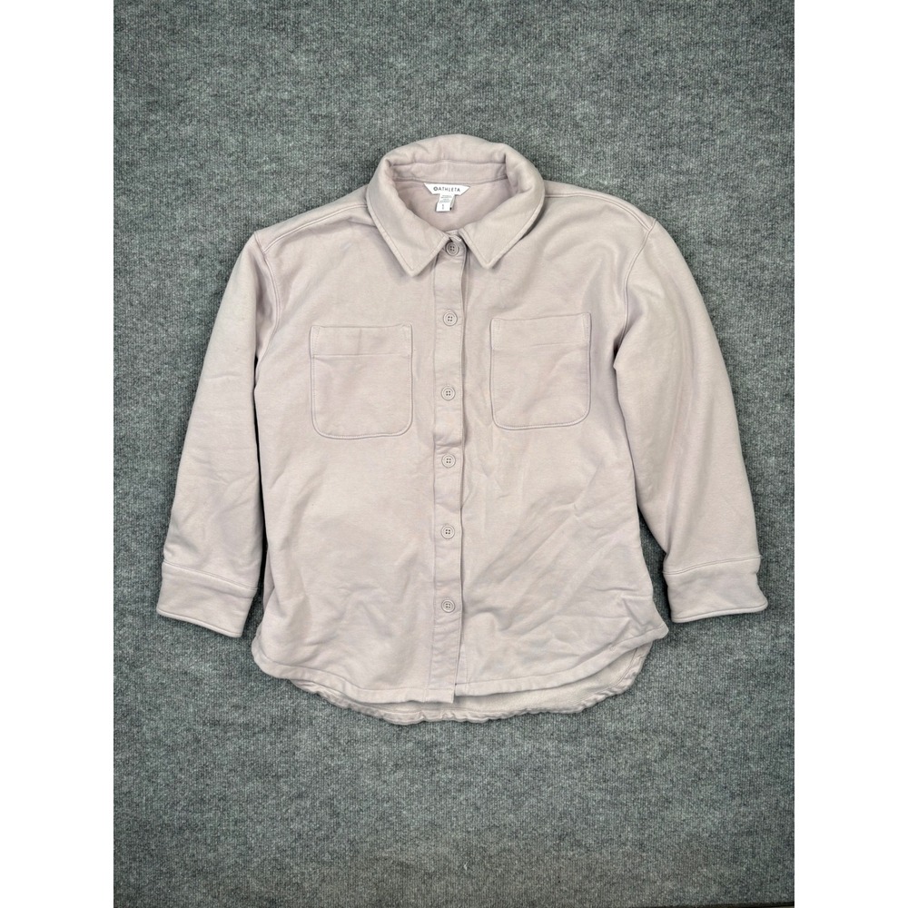 Athleta Retroplush Shirt Jacket L Mauve Pink Cotton Blend Fleece Shacket Large